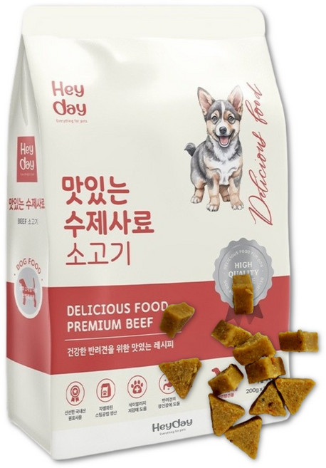 헤이데이 전연령 강아지 맛있는 수제 소프트사료, 소, 1kg, 1개