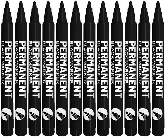 미니플 화이트 블랙 마카펜 세트, 블랙A, 12개, 1색