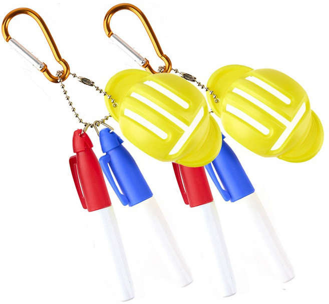 그린유니언 골프 T형 볼 라이너 + 마킹펜 2p + 카라비너 2세트입, 옐로우, 1세트