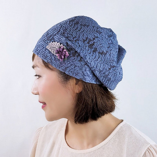 레이스망사패션 두건 비니 중년여성 반다나 여름 실내 모자