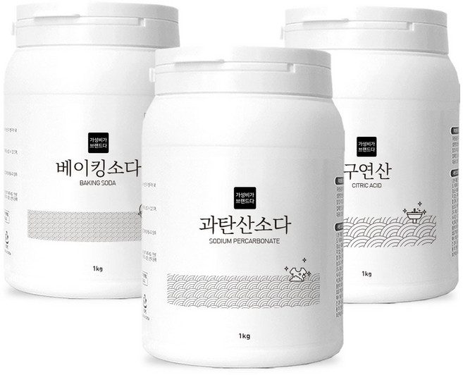 가성비가 브랜드다 베이킹소다+과탄산소다+구연산 천연세제 1kg x 3개(용기타입), 2세트