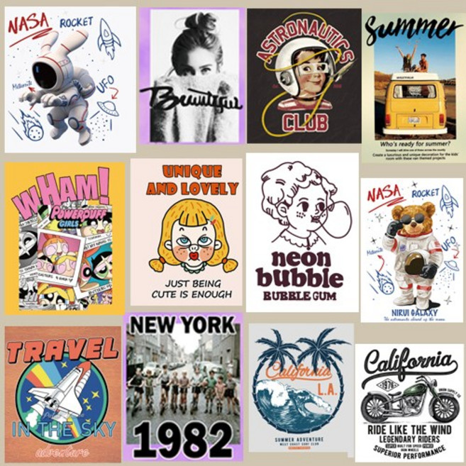 전사지 모음 빈티지 캐릭터 열 패치 티셔츠 의류 에코백 DIY용, 68번 코코넛 데이(소), 1개, 1color