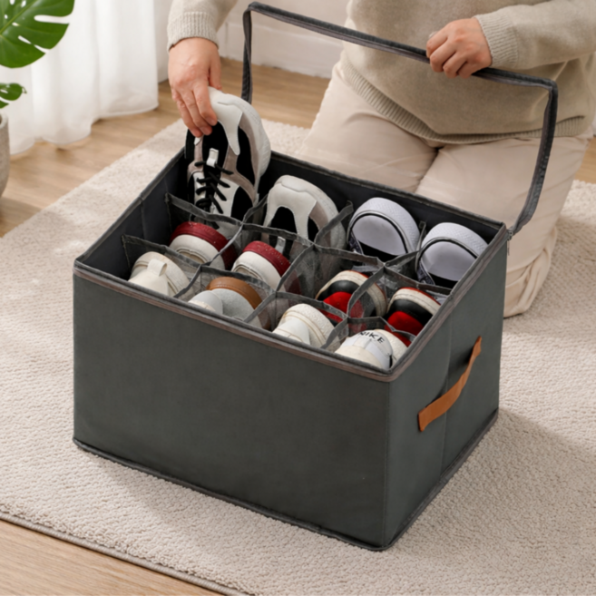 그로우파파 접이식 다용도 트렁크신발정리함 수납, 그레이