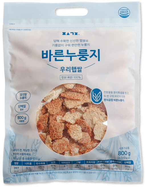 편식공장 우리햅쌀 바른누룽지, 800g, 1개