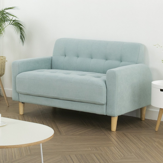 [한정수량 추가즉시할인] 에보니아 티아라 2인소파 (생활방수패브릭/PU가죽 선택), 패브릭 민트블루