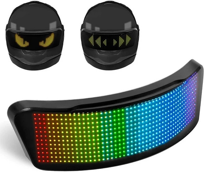 LED 헬멧 디스플레이 오토바이 후미등 경고등 모토 액세서리, 01 Black