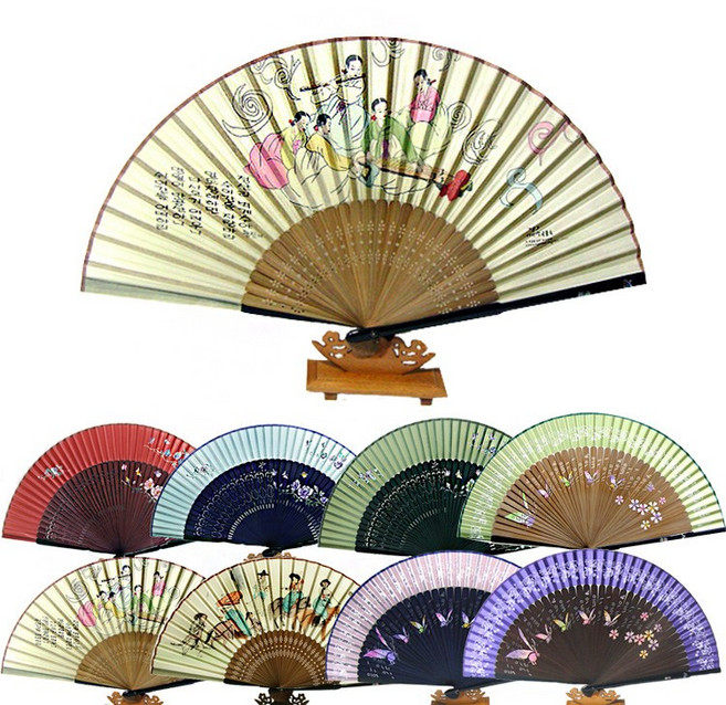 (주)파앤카코리아 선물용 고급 실크자개 부채, 1개, L17.민속실크-자개접부채-거문고+매듭