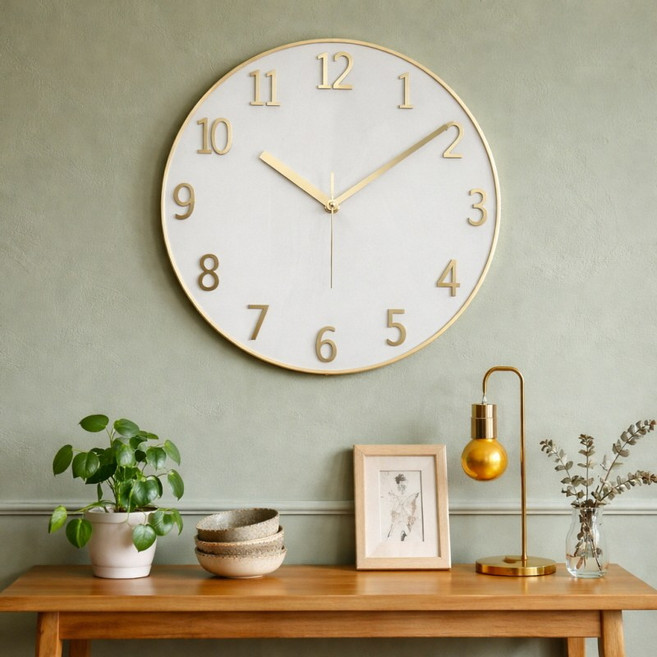 대박아트 심플리 무소음 300 북유럽풍 벽시계, 화이트
