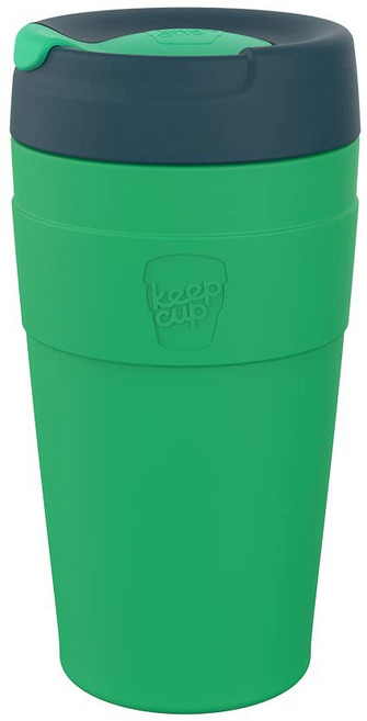 KeepCup Traveller 재사용 가능한 여행용 머그 - 진공 단열 스테인리스 스틸 컵 누출 방지 시퍼 뚜껑 포함 340ml(12온스) 블랙, 16 Ounces, Calenture