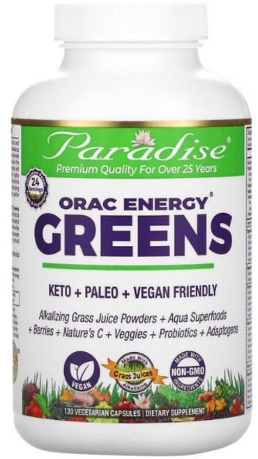 Paradise Herbs ORAC Energy Greens萃取素食膠囊, 120顆, 1罐