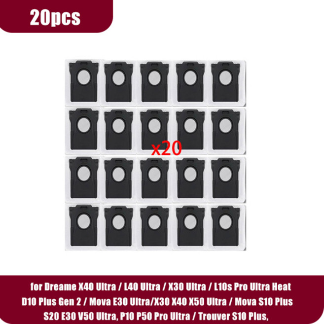 Dreame X30 Ultra / Mova S10 Plus Pro Trouver 적합한 먼지 봉투, 07 20pcs