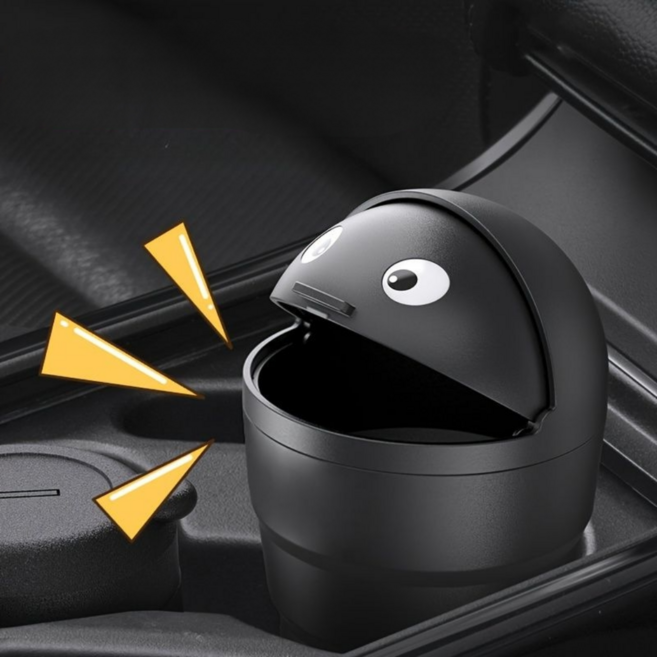 차량용 귀여운 미니 컵홀더 휴지통 쓰레기통, 1개, 블랙