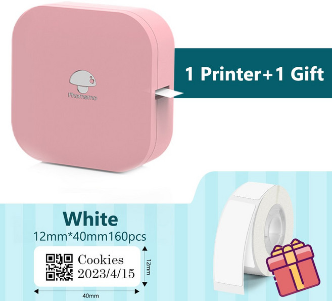 PHOMEMO Q30 Q31 스티커 기계 열전 라벨 미니 휴대용 BLUETHOOTH 15MM 라벨링 메이커 프린터 Q30S, Q30 Pink Printer, 1개