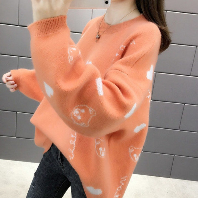 가을 겨울 루즈핏 스웨터 가을 겨울 여성용 이너 니트 티 상의 긴소매 라운드넥 니트 롱 니트 기본핏 데일리룩 여성니트 D99U