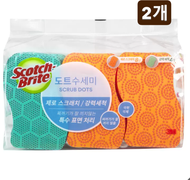 스카치 브라이트 다용도 도트수세미 24개, 1개, 24개입