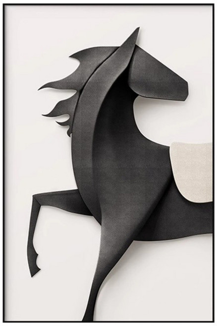 포스터리 붉은 말 액자 인테리어 거실 벽걸이 대형 검정 말그림 알루미늄 프레임 출세 성공 사업운 풍수 소품, 흑마 (검정말)