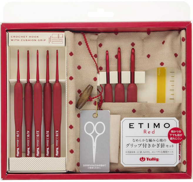 ETIMO 튤립 에띠모 레드 뜨개질 코바늘 크로셰 세트 TED 001, 1개