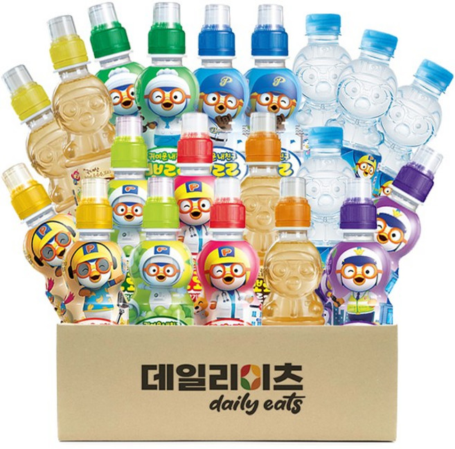 [데일리이츠] 뽀로로 어린이 음료 여러가지맛 총 20개 믹스세트 (음료 8가지맛 2개씩 총 16개+샘물 4개), 1세트, 235ml