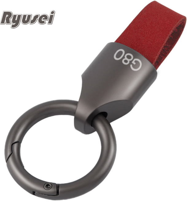 Ryusei 자동차 키링 제네시스 호환 가죽 고급 키홀더링 GV80 GV70 G80 호환 키링 고리 차량용품 R027, G80-레드, 1개
