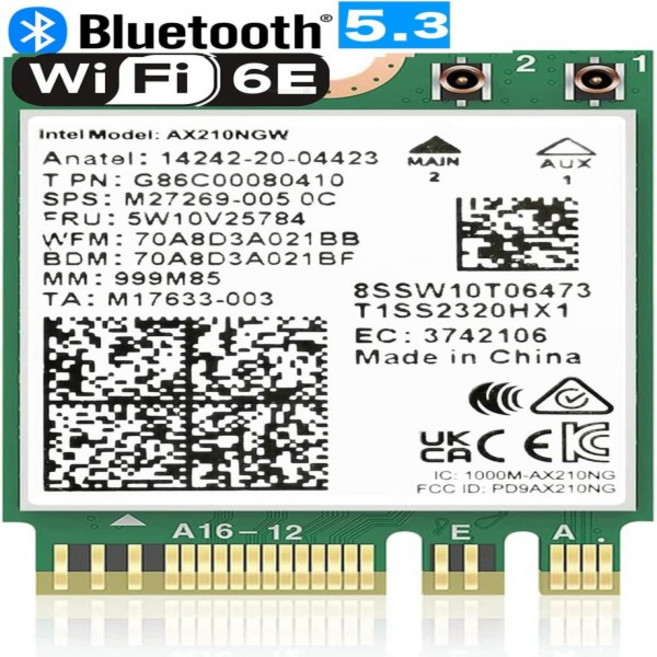 트라이 밴드 WiFi6E AX210 무선 2.4Gbps 블루투스 5.3 802.11AX 무선 Wi-Fi 6 AX210 인텔 AX210NGW M.2 NGF