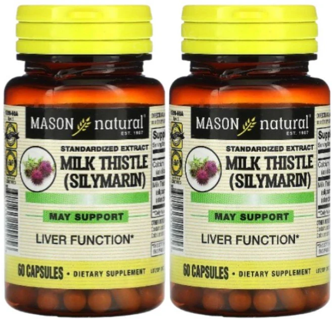 1+1 Mason Natural 밀크씨슬 300mg 60 캡슐 실리마린 칼슘 밀크시슬, 2개, 60정 - 쿠팡