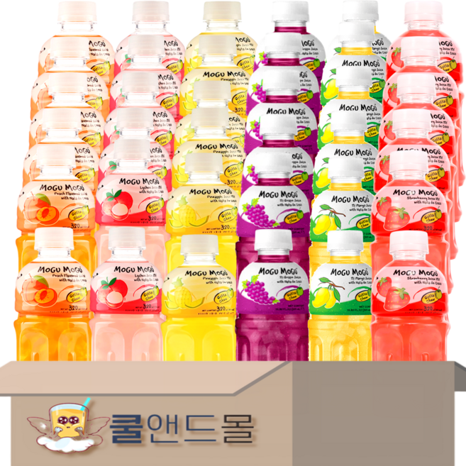 [쿨앤드몰] 모구모구 6종혼합 (복숭아+리치+파인애플+포도+망고+딸기), 320ml, 36개