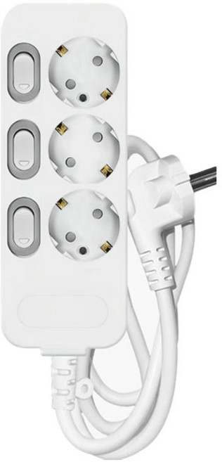 개별스위치 고용량 3구 멀티탭 3500W, 1개, 3구 화이트, 2m