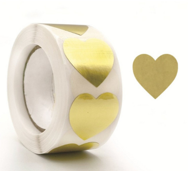 헬레나스토어 하트스티커 2.5cm 500매, 1개, 골드