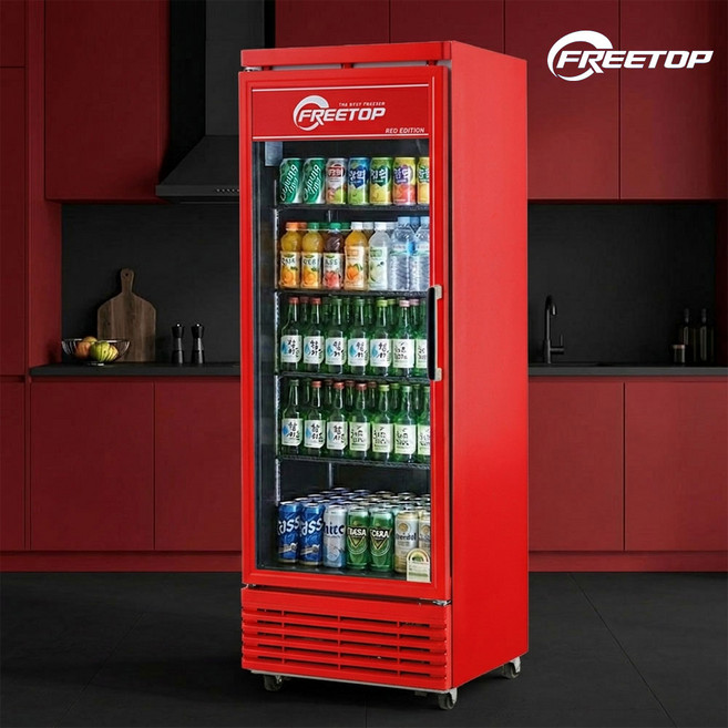 소상공인지원 음료수 냉장고 385L 업소용 쇼케이스 FT-470ABR 레드블랙 술장고 약국 병원 주류 편의점, FT-470ABR 레드블랙 (착불배송비 해피콜안내)