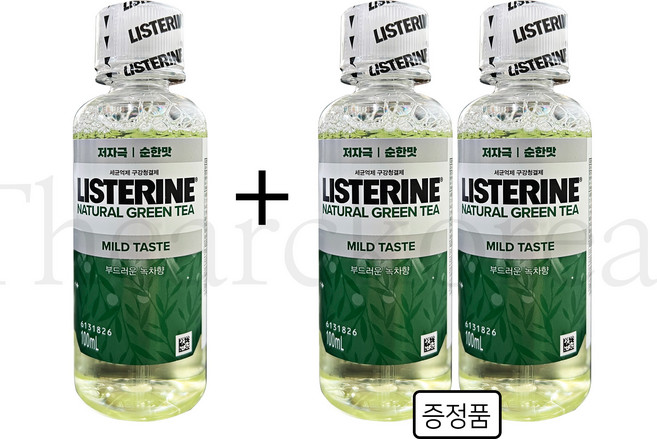 리스테린 내추럴 그린티 마일드 구강청결제, 100ml, 3개