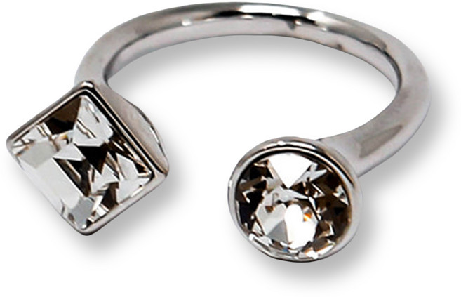JH. 정품 스와로브스키 사각 반지 투볼 스톤 프리사이즈 오픈링 여성 반지 선물