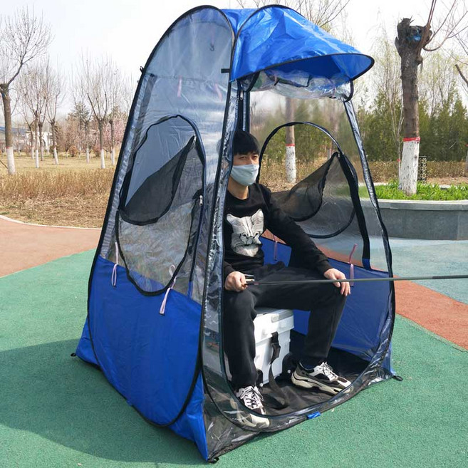 접이식 야외 낚시 겨울 썬 스크린 방수 방풍 갯바위텐트 빙어 밀리터리, 120x120x170cm 파란색 투명 모기 구충제