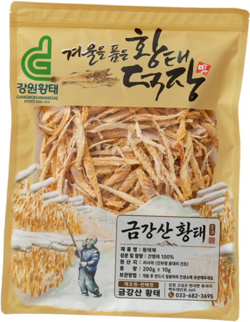 금강산황태 용대리 황태채 자연건조 덕장 황태채 특품 프리미엄, 1개, 200g