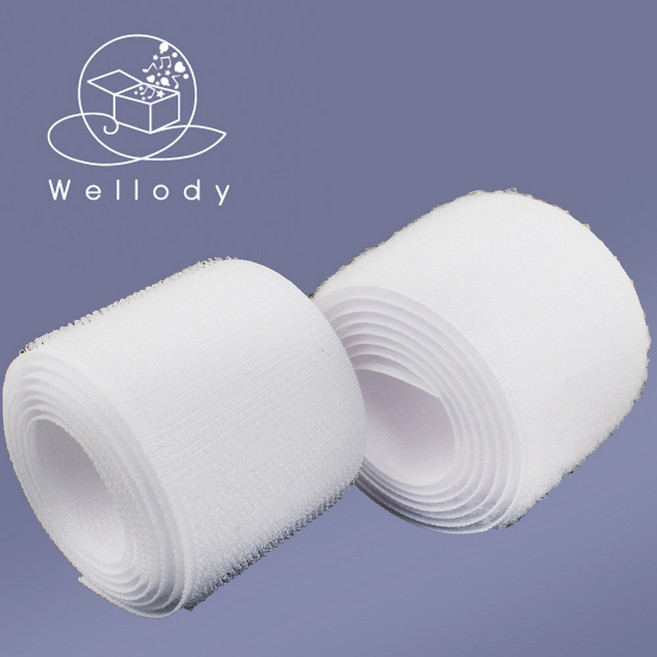 찍찍이 벨크로 velcro 양면 접착형 재봉형 원형 다양한 색상, 1세트, 재봉형_5cm-화이트 1m