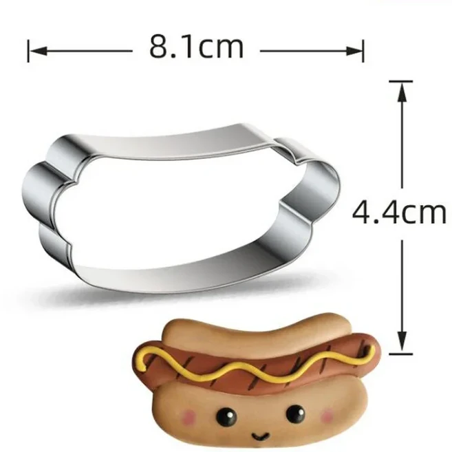 핫도그 피자 토스트 금속 쿠키 커터 퐁당 케이크 장식 설탕 공예 페이스트리 비스킷 도구 토퍼 빵 몰드 1, 04 1Pc Hot Dog