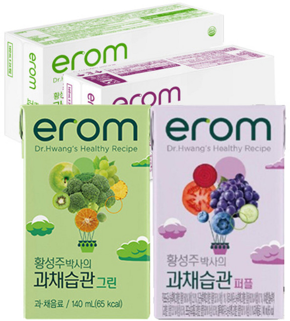 이롬 황성주박사의 과채습관 140ml 2종 (그린24팩+퍼플24팩), 48팩