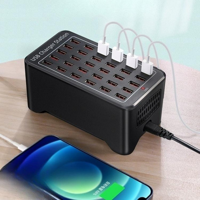 대용량 USB 충전기 포트 고속충전 20포트 업소용 멀티충전기 충전기 카페 휴대용, D.20포트 100W+Type-C케이블 10개
