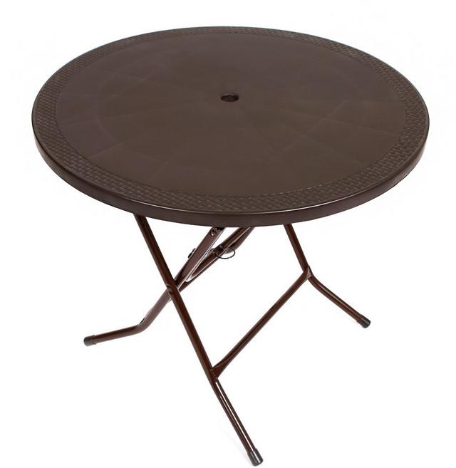 지오리빙 창신 라탄 플라스틱 접이식 테이블 편의점 포장마차 야외용, (창신)원탁 브라운