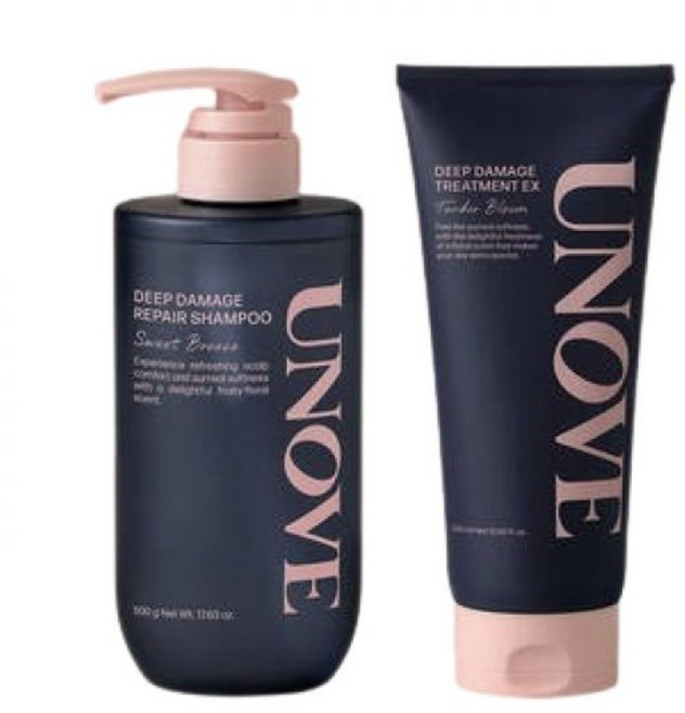 어노브 딥 데미지 리페어 듀오 (샴푸 500g + 트리트먼트 EX 대용량 320ml), 샴푸+딥 데미지 트리트먼트(웜페탈), 1세트