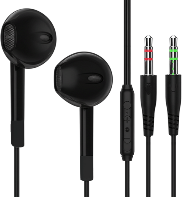 2M 베이직 듀얼잭 스테레오 오픈형 유선 이어폰, 블랙, 3.5mm