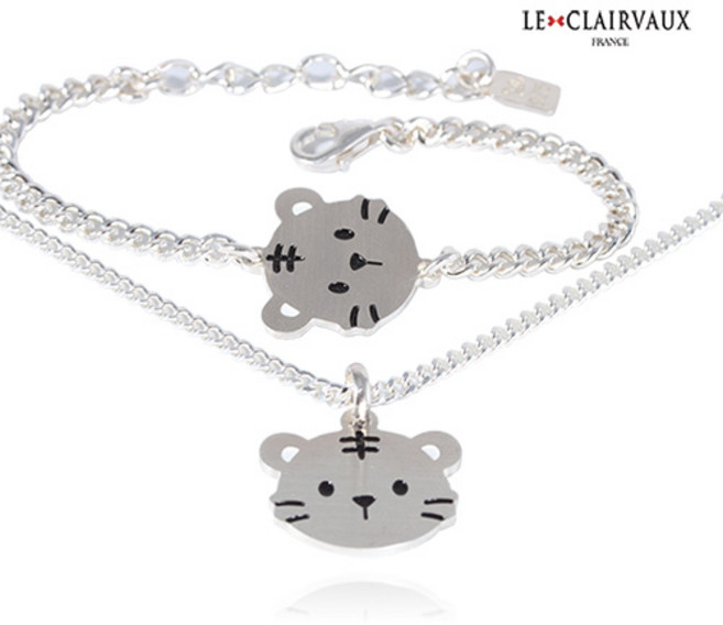 르클레보 아기호랑이 미아방지 유아동 실버목걸이 팔찌세트/SS9404