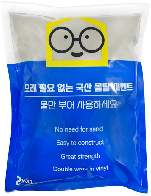 철물팩토리 국산 몰탈 시멘트 2kg 가정용 모르타르 빨리굳는 소분량 보수용 미장 레미탈, 1개