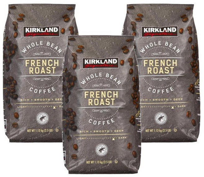 커클랜드 시그니처 프렌치 로스트 다크 홀빈 원두커피 1.13kg, 3개