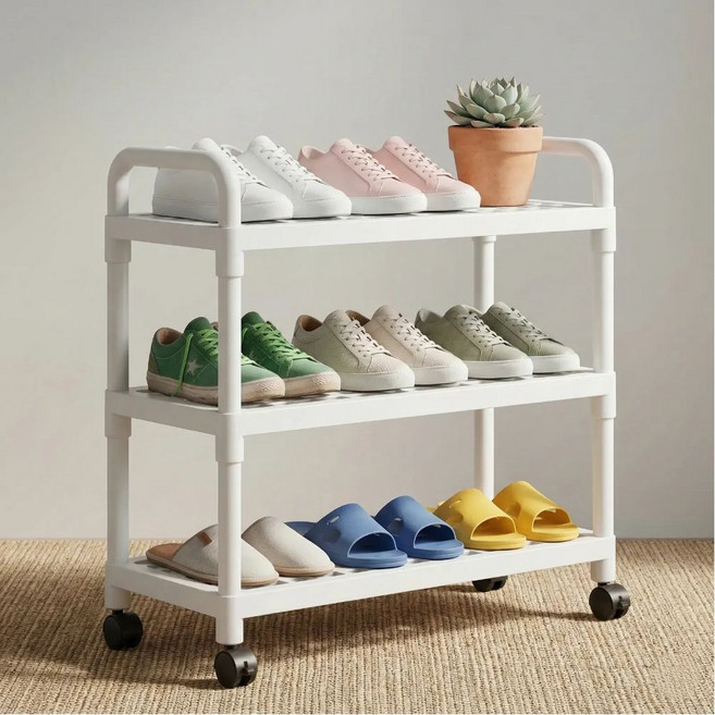 일로오게 다용도 이동식 3단 미니신발장, 1개, 화이트