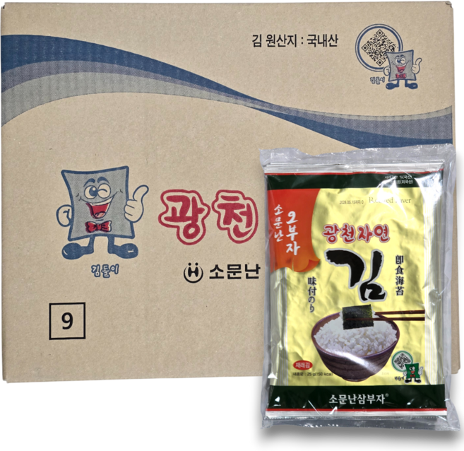 1BOX) 소문난 오부자 광천자연김 25g 3매 x 12개입, 75g, 12개