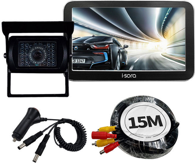 아이소라 화물차 후방카메라 국산픽셀플러스, 시모스_블랙+7거치형-메탈블랙, Y시거잭+일체형배선15M
