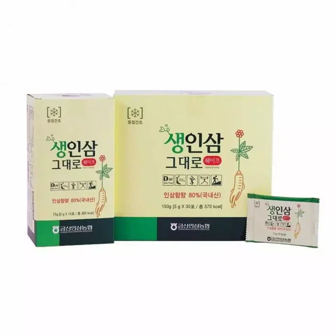 금산인삼농협 삼지원 생인삼 그대로 쉐이크 x 30포 설 명절 선물세트, 5g, 1개