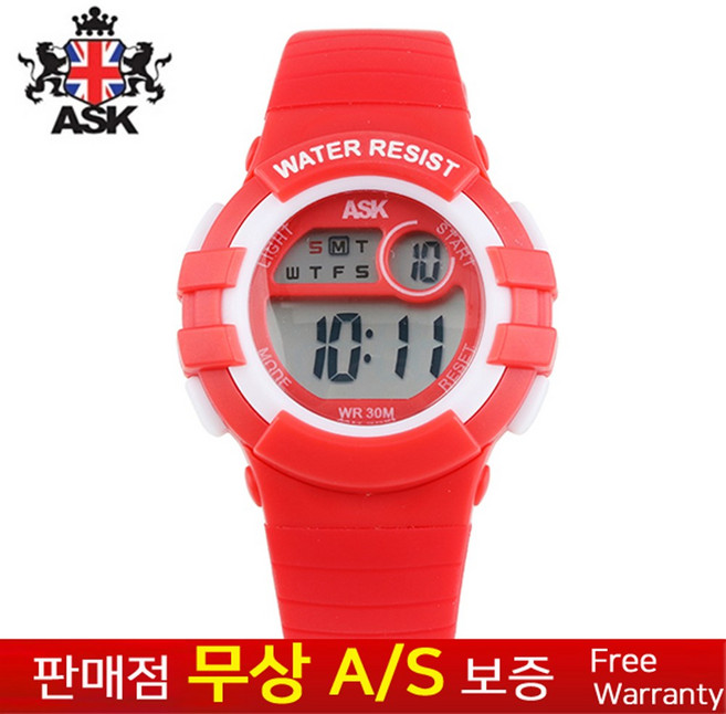 [ASK 에스크][무상AS] 어린이 여성여자 아동 유아 학생 우레탄밴드 스포츠 아웃도어 전자손목시계 SK375R