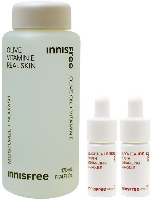 이니스프리 올리브 비타민 E 리얼 스킨+(블랙티 앰플7mlx2개 증정), 1개, 170ml