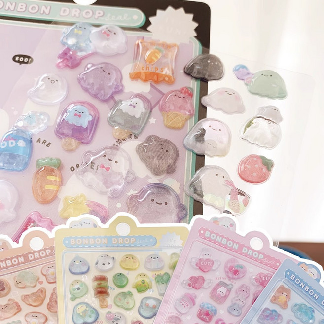 토이랄라 (5P) 봉봉 물방울 스티커 보석 반짝이 3D 입체 다꾸, 랜덤